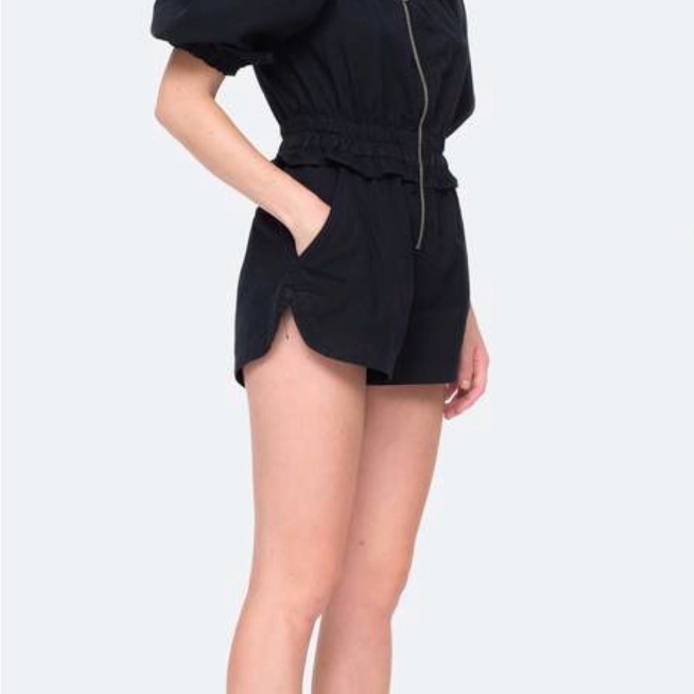 Sea New York Black Short Romper with Zip Front